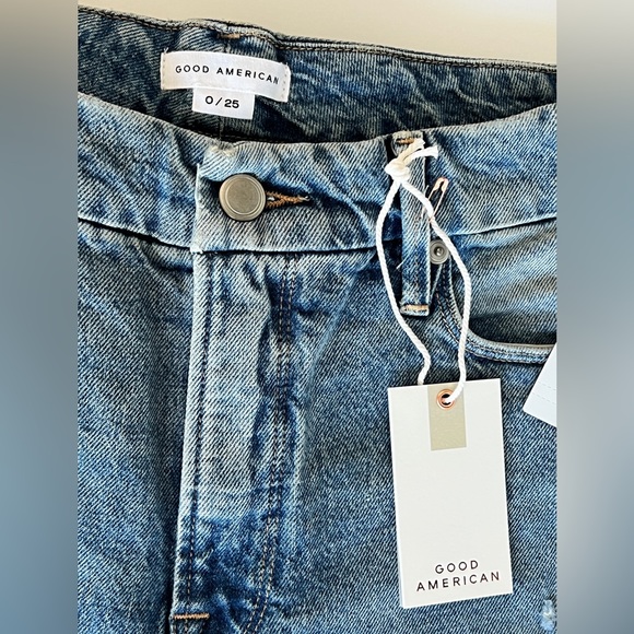 Good American Good Classic High Rise Distressed Jeans, Indigo - Size 25 - Picture 5 of 12